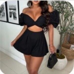 Stylish Black Off-Shoulder Romper